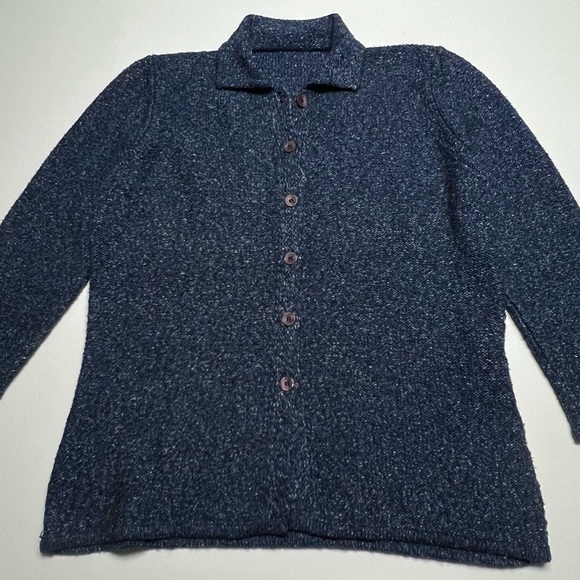 MARINA RINALDI Giacca Maglia Wool Blend Blue Knit Sweater Plus Size Medium (14) - Picture 1 of 12